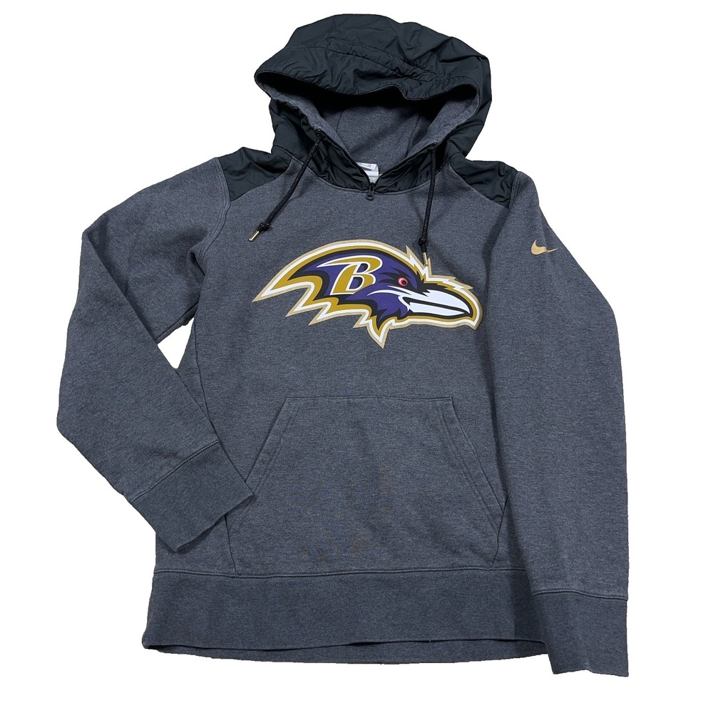Baltimore Ravens Hoodie Small Gray Black Nike Sweatshirt Pullover NFL Football
